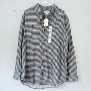 Duluth Trading Flannel Shirt XL Slim Fit Blue Striped Free Swingin NEW